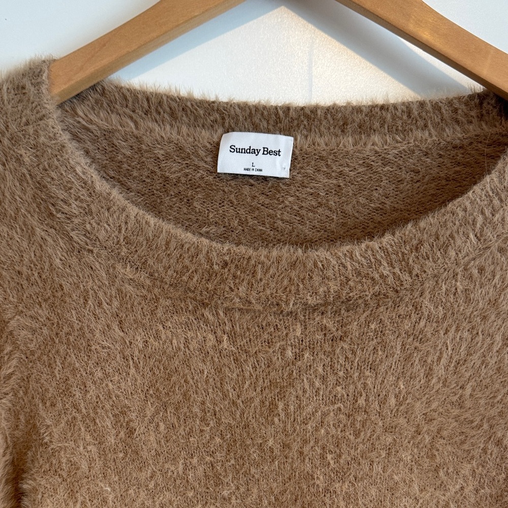 Sunday Best Fuzzy Brown Crew Neck Sweater